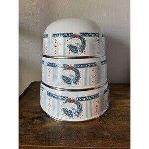 Goose Enamel Metal (3) Nesting Mixing Bowls Vintage 80’s